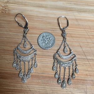 Sterling Silver and Diamond Chandaleer Earrings